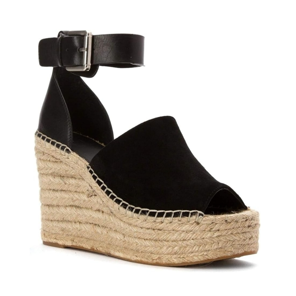 Marc Fisher LTD Adalyn Espadrille Wedge Black Suede 10 - Picture 6 of 8